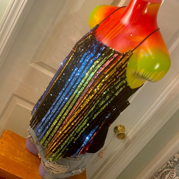 ALMOST FAMOUS NWT Sequin Party Fun Festival Shimmer Top - Picture 4 of 15